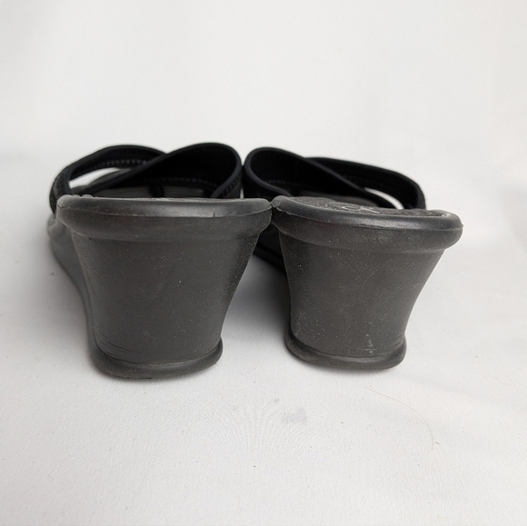 SKECHERS Sandals Wedge Women Size 5 Flip Flop Black And Silver - Picture 6 of 9